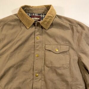 Alesbury Canvas Work Jacket Mens L Olive Plaid Navy Lined Arlo Corduroy Collar